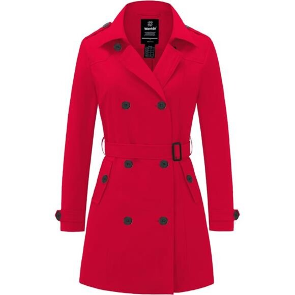 Women's Trench Coat Classic with Belt Red